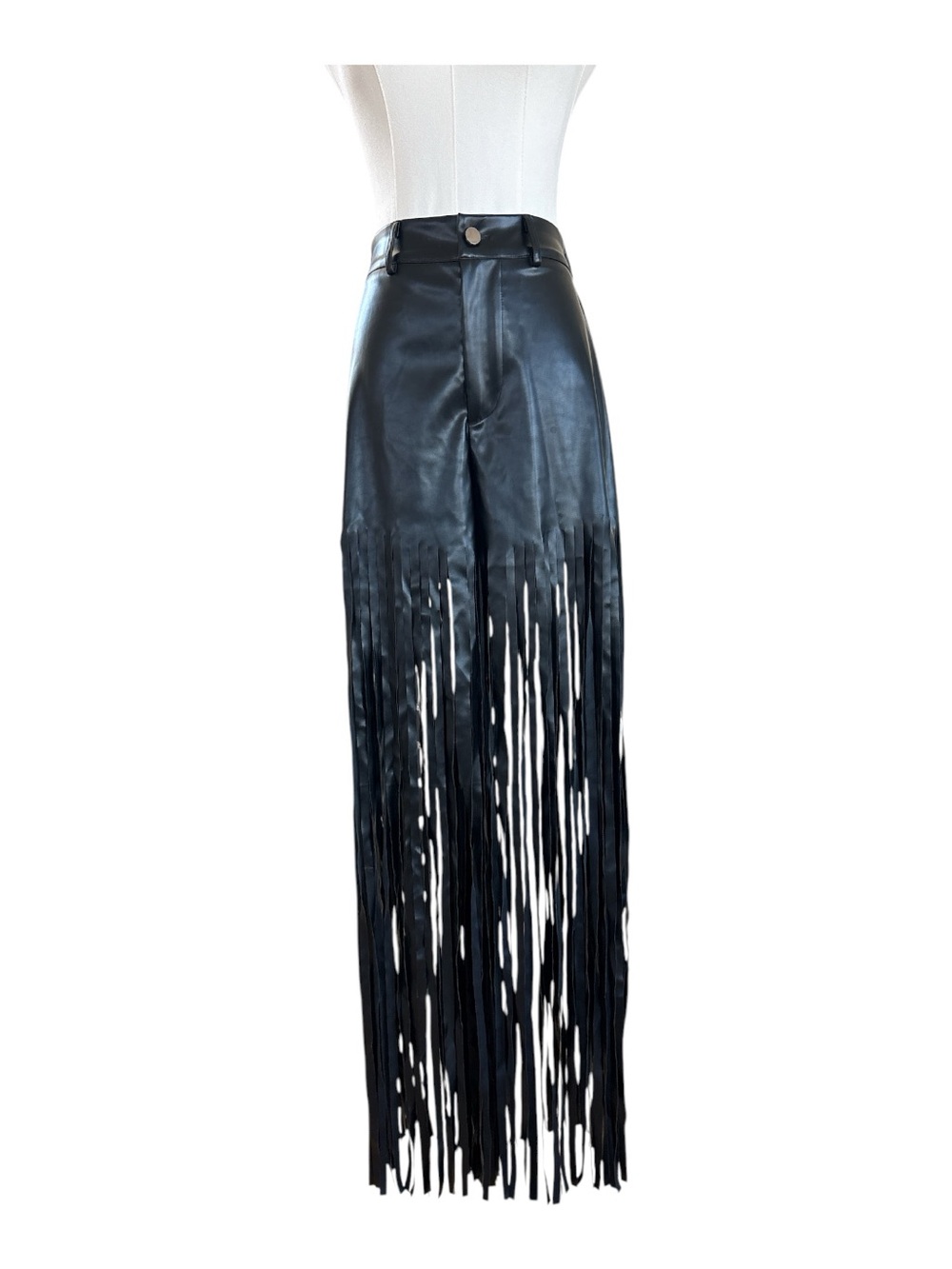 GNO2 Black Faux Leather Fringe shorts size small